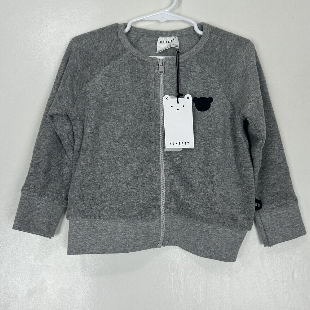 NWT Hux Baby Organic Cotton Terry Sweat Jacket Gray Size 2